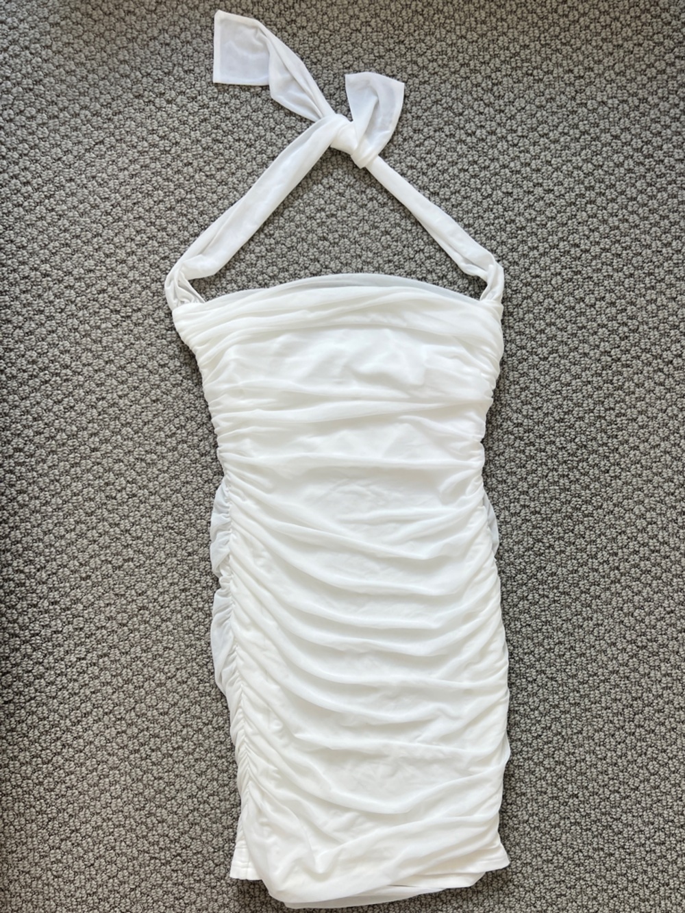 White Ruched Bandeau Dress with Halter Tie - Womens size medium